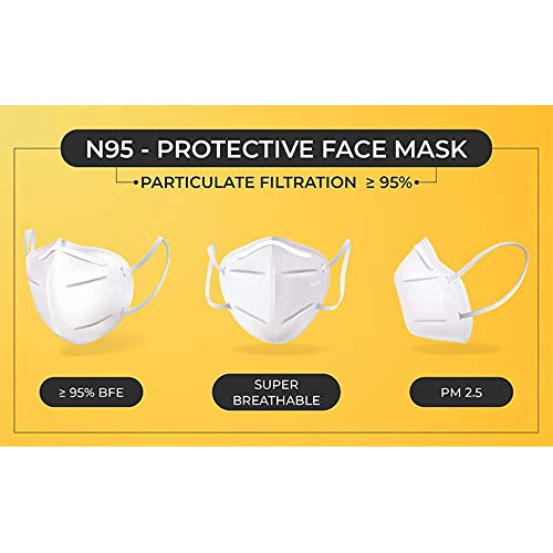 Bebop N95 Face Mask | 5 Layered High Filtration Capacity with genuine Meltblown and Hot Air Cotton | Five Layer Reusable Particulate Mask | FDA, CE, GMP, ISO (Pack of 10)
