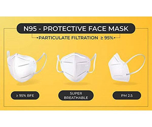 Bebop N95 Face Mask | 5 Layered High Filtration Capacity with genuine Meltblown and Hot Air Cotton | Five Layer Reusable Particulate Mask | FDA, CE, GMP, ISO (Pack of 10)